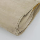 Salvatore Ferragamo Vala Hand Bag Suede Beige Gold Auth ka4791-15