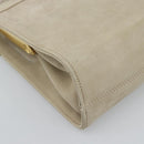 Salvatore Ferragamo Vala Hand Bag Suede Beige Gold Auth ka4791-16