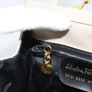 Salvatore Ferragamo Vala Hand Bag Suede Beige Gold Auth ka4791-19