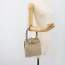 Salvatore Ferragamo Vala Hand Bag Suede Beige Gold Auth ka4791-21