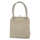 Salvatore Ferragamo Vala Hand Bag Suede Beige Gold Auth ka4791-2