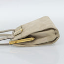 Salvatore Ferragamo Vala Hand Bag Suede Beige Gold Auth ka4791-3
