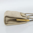Salvatore Ferragamo Vala Hand Bag Suede Beige Gold Auth ka4791-4