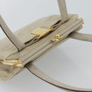 Salvatore Ferragamo Vala Hand Bag Suede Beige Gold Auth ka4791-6