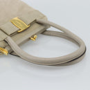 Salvatore Ferragamo Vala Hand Bag Suede Beige Gold Auth ka4791-7