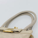Salvatore Ferragamo Vala Hand Bag Suede Beige Gold Auth ka4791-8