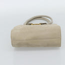 Salvatore Ferragamo Vala Hand Bag Suede Beige Gold Auth ka4791-5