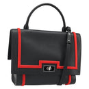 GIVENCHY Hand Bag Leather 2way Black Silver Auth ka4793A-1
