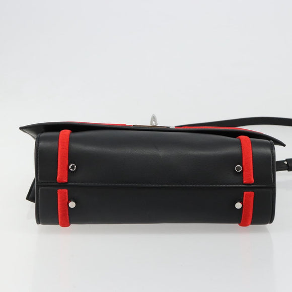 GIVENCHY Hand Bag Leather 2way Black Silver Auth ka4793A