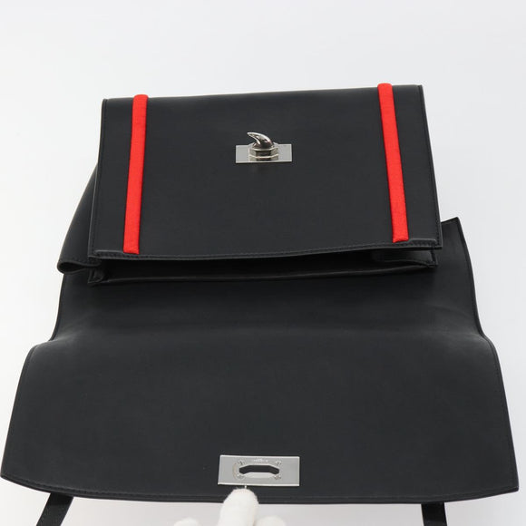 GIVENCHY Hand Bag Leather 2way Black Silver Auth ka4793A