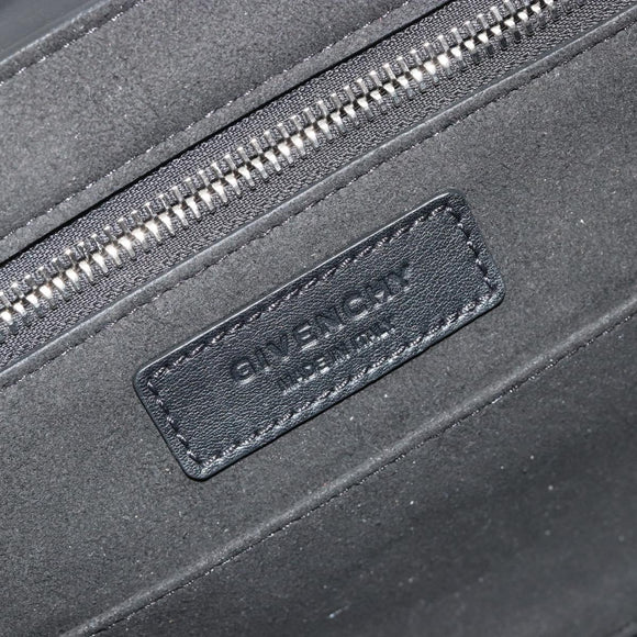 GIVENCHY Hand Bag Leather 2way Black Silver Auth ka4793A
