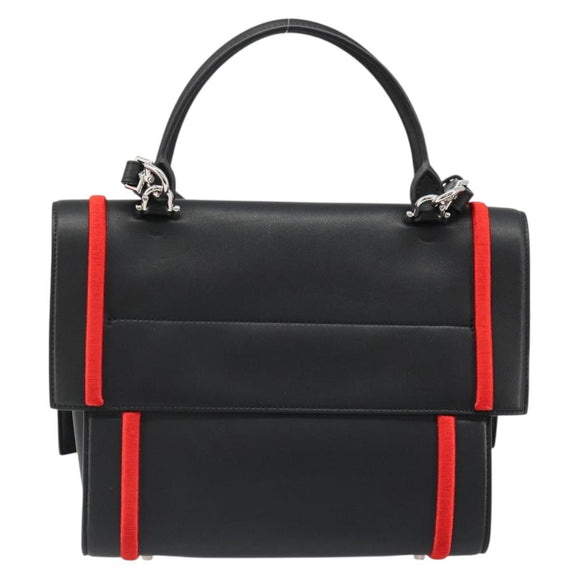 GIVENCHY Hand Bag Leather 2way Black Silver Auth ka4793A
