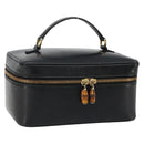 GUCCI Vanity Hand Bag Leather Black Gold 032 1956 0150 Auth ka4794-1