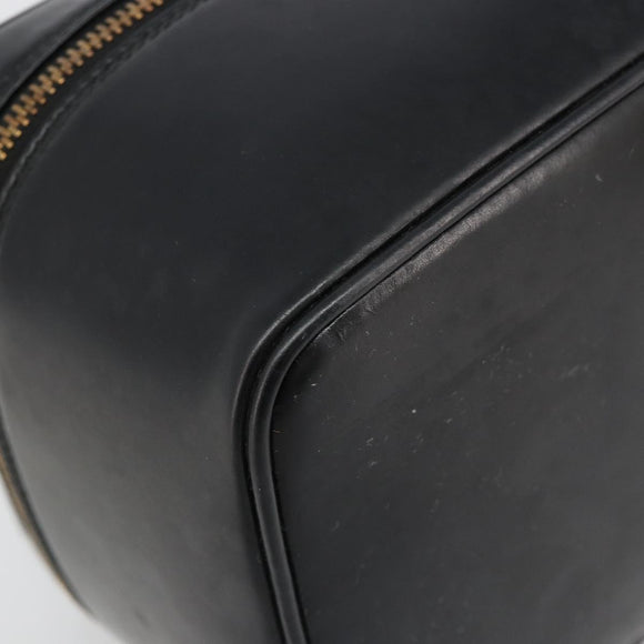 GUCCI Vanity Hand Bag Leather Black Gold 032 1956 0150 Auth ka4794