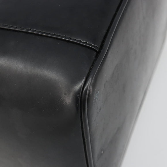 GUCCI Vanity Hand Bag Leather Black Gold 032 1956 0150 Auth ka4794