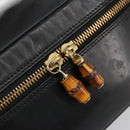 GUCCI Vanity Hand Bag Leather Black Gold 032 1956 0150 Auth ka4794-17