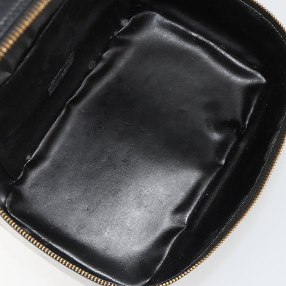 GUCCI Vanity Hand Bag Leather Black Gold 032 1956 0150 Auth ka4794