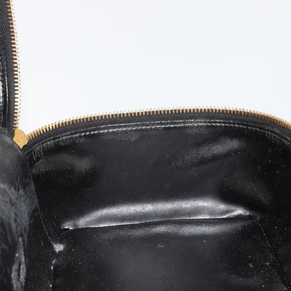 GUCCI Vanity Hand Bag Leather Black Gold 032 1956 0150 Auth ka4794