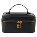 GUCCI Vanity Hand Bag Leather Black Gold 032 1956 0150 Auth ka4794-13