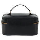 GUCCI Vanity Hand Bag Leather Black Gold 032 1956 0150 Auth ka4794-2