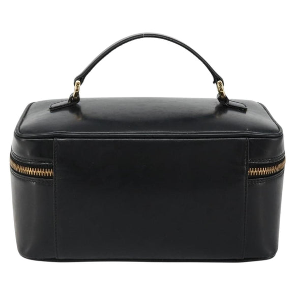 GUCCI Vanity Hand Bag Leather Black Gold 032 1956 0150 Auth ka4794