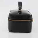 GUCCI Vanity Hand Bag Leather Black Gold 032 1956 0150 Auth ka4794-4