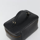 GUCCI Vanity Hand Bag Leather Black Gold 032 1956 0150 Auth ka4794-6