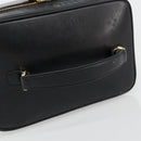 GUCCI Vanity Hand Bag Leather Black Gold 032 1956 0150 Auth ka4794-7