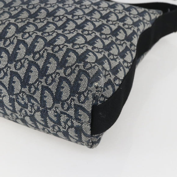 Christian Dior Trotter Canvas Shoulder Bag Navy Silver Auth ka480