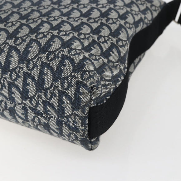Christian Dior Trotter Canvas Shoulder Bag Navy Silver Auth ka480