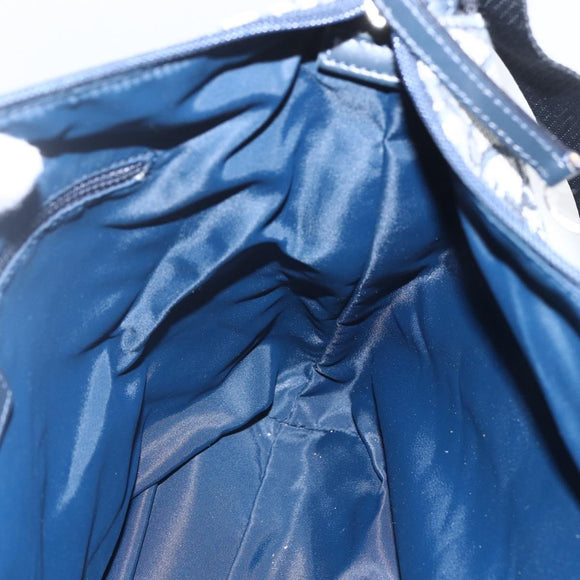 Christian Dior Trotter Canvas Shoulder Bag Navy Silver Auth ka480