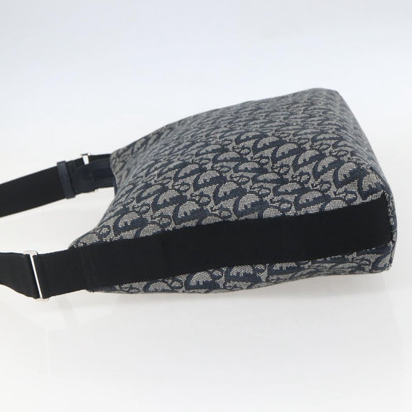 Christian Dior Trotter Canvas Shoulder Bag Navy Silver Auth ka480