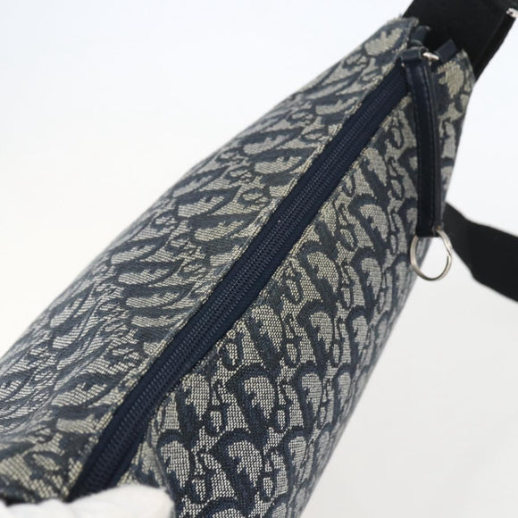 Christian Dior Trotter Canvas Shoulder Bag Navy Silver Auth ka480