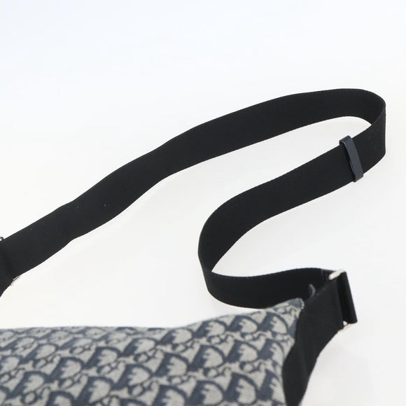 Christian Dior Trotter Canvas Shoulder Bag Navy Silver Auth ka480