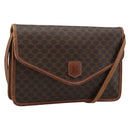 CELINE Macadam Canvas Shoulder Bag PVC Leather Brown Gold Auth ka4803-1