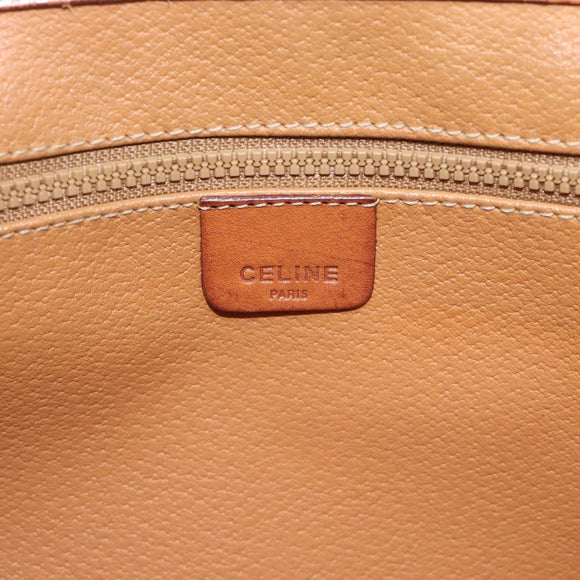 CELINE Macadam Canvas Shoulder Bag PVC Leather Brown Gold Auth ka4803