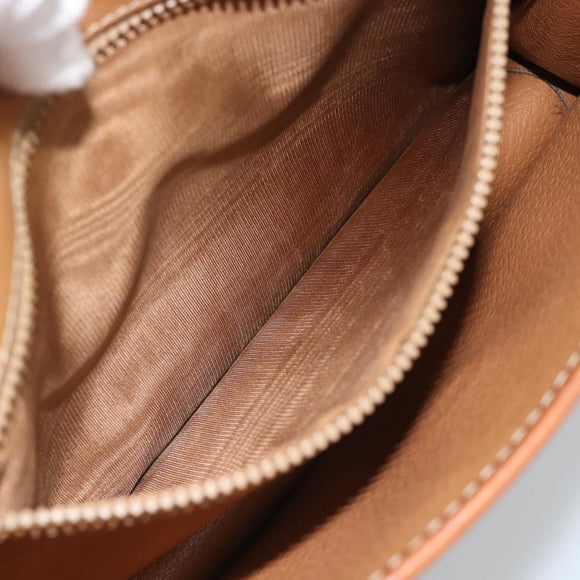 CELINE Macadam Canvas Shoulder Bag PVC Leather Brown Gold Auth ka4803