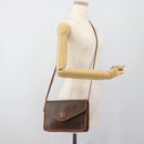 CELINE Macadam Canvas Shoulder Bag PVC Leather Brown Gold Auth ka4803-23