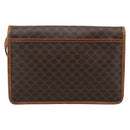 CELINE Macadam Canvas Shoulder Bag PVC Leather Brown Gold Auth ka4803-2
