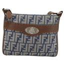 FENDI Zucca Canvas Celeria Shoulder Bag Blue Silver Auth ka4804A-13