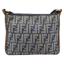 FENDI Zucca Canvas Celeria Shoulder Bag Blue Silver Auth ka4804A-2