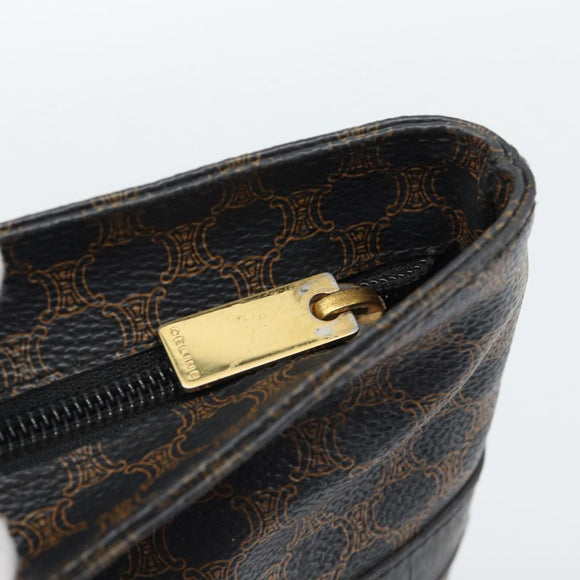 CELINE Macadam Canvas Tote Bag PVC Leather Black Gold Auth ka4807