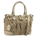 GUCCI GG Canvas Hand Bag 2way Beige Gold 247902 Auth ka4810A-1