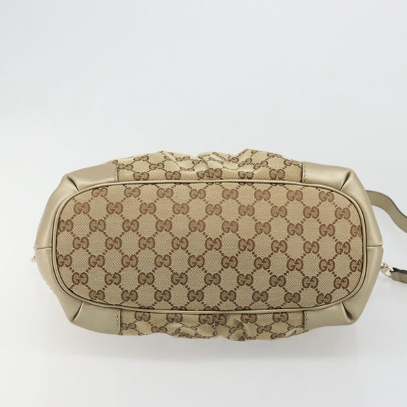 GUCCI GG Canvas Hand Bag 2way Beige Gold 247902 Auth ka4810A