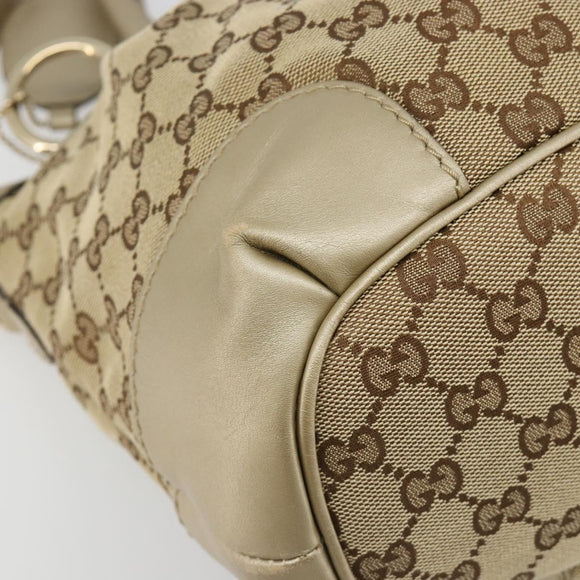 GUCCI GG Canvas Hand Bag 2way Beige Gold 247902 Auth ka4810A