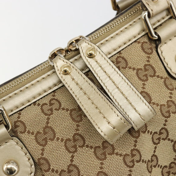 GUCCI GG Canvas Hand Bag 2way Beige Gold 247902 Auth ka4810A