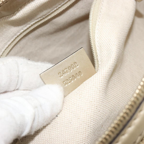 GUCCI GG Canvas Hand Bag 2way Beige Gold 247902 Auth ka4810A