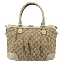 GUCCI GG Canvas Hand Bag 2way Beige Gold 247902 Auth ka4810A-2