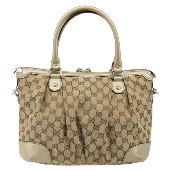 GUCCI GG Canvas Hand Bag 2way Beige Gold 247902 Auth ka4810A