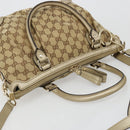 GUCCI GG Canvas Hand Bag 2way Beige Gold 247902 Auth ka4810A-6